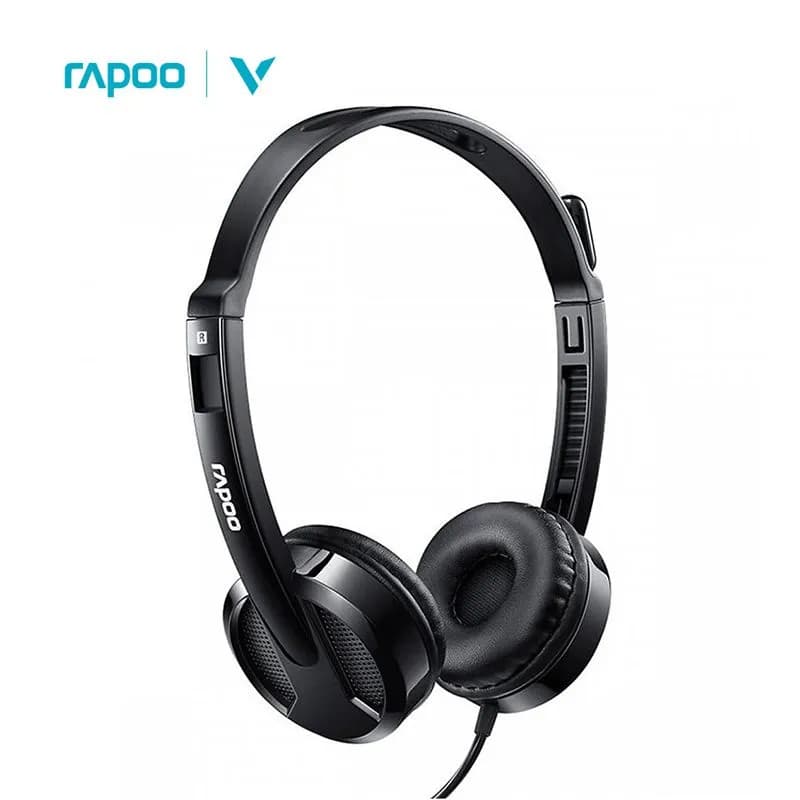 Tai nghe có dây Rapoo H100 Đen - Cổng 2 Jack 3.5mm Chính Hãng