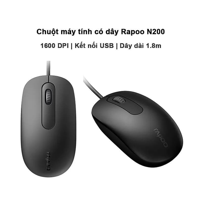 Chuột quang có dây Rapoo N200 Chính Hãng, Giá Tốt