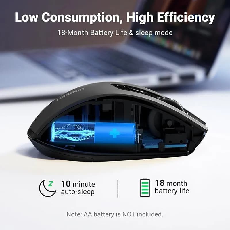 Chuột Không Dây Ugreen 15063 MU006 Màu Đen Cho Máy Tính, Laptop
