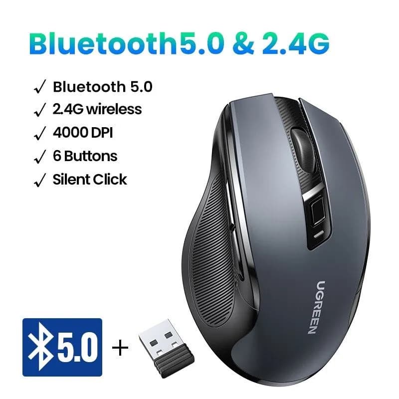 Chuột Không Dây Dual Mode Ugreen 15508 MU006 (Bluetooth 5.0 & Wireless 2.4GHz)