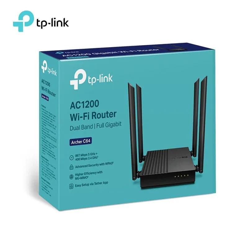 Thiết bị định tuyến Router Wi-Fi TP-Link Archer C64 (Băng tần kép 2.4/5GHz, Cổng Gigabit)