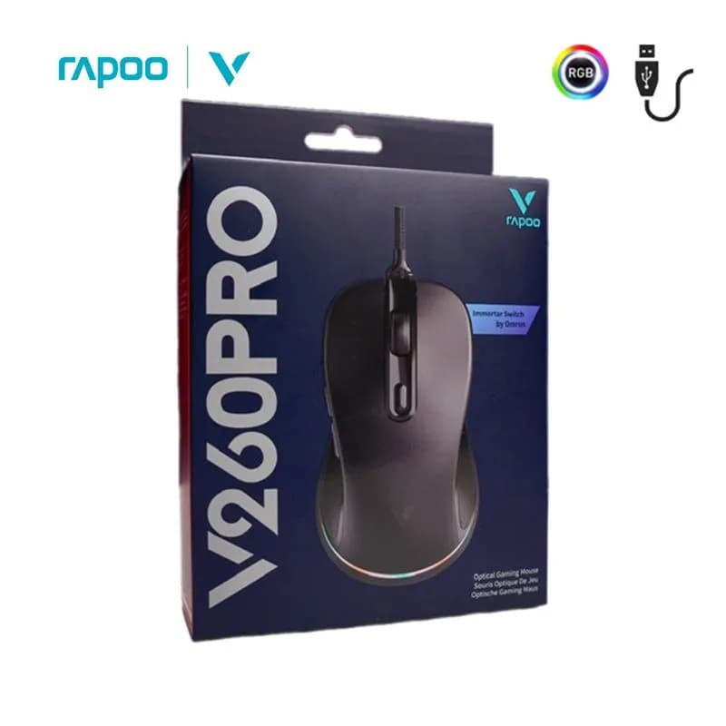 Chuột Máy Tính Rapoo V260PRO Chuột Quang Gaming Thiết Kế Công Thái Học Đèn Led RGB