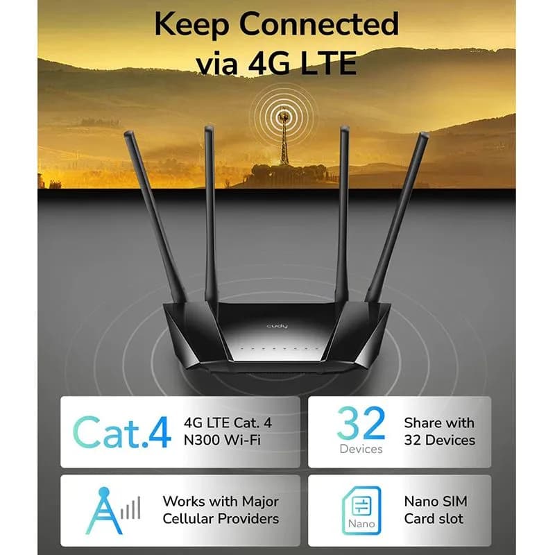 Bộ Phát Wifi Từ Sim 4G Cudy LT400 Chuẩn N300 LTE Cat4