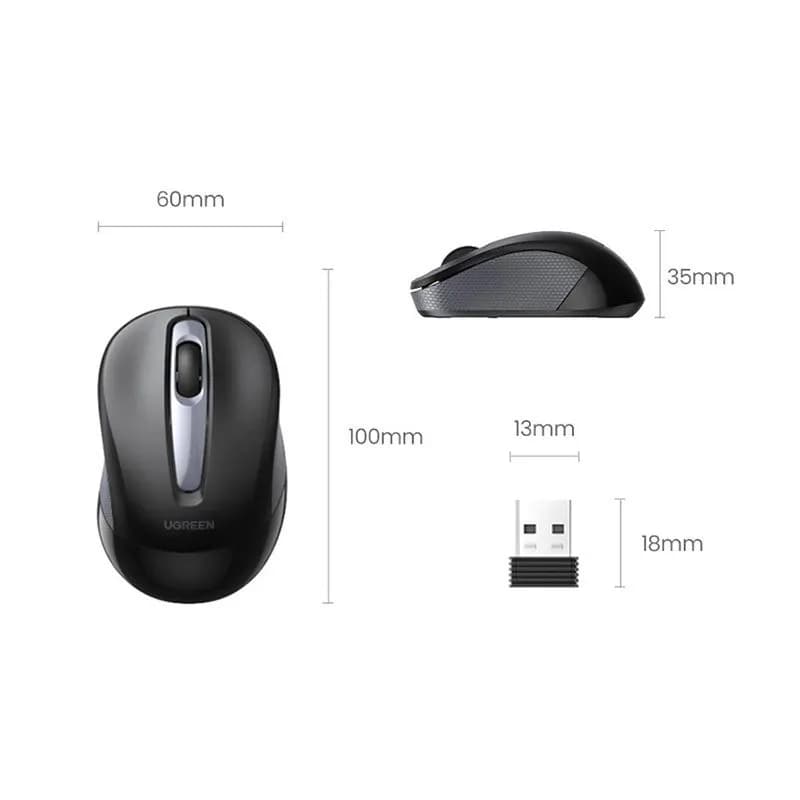 Chuột Không Dây Silent Ugreen 90371 | MU105 Độ Phân Giải 2400 DPI