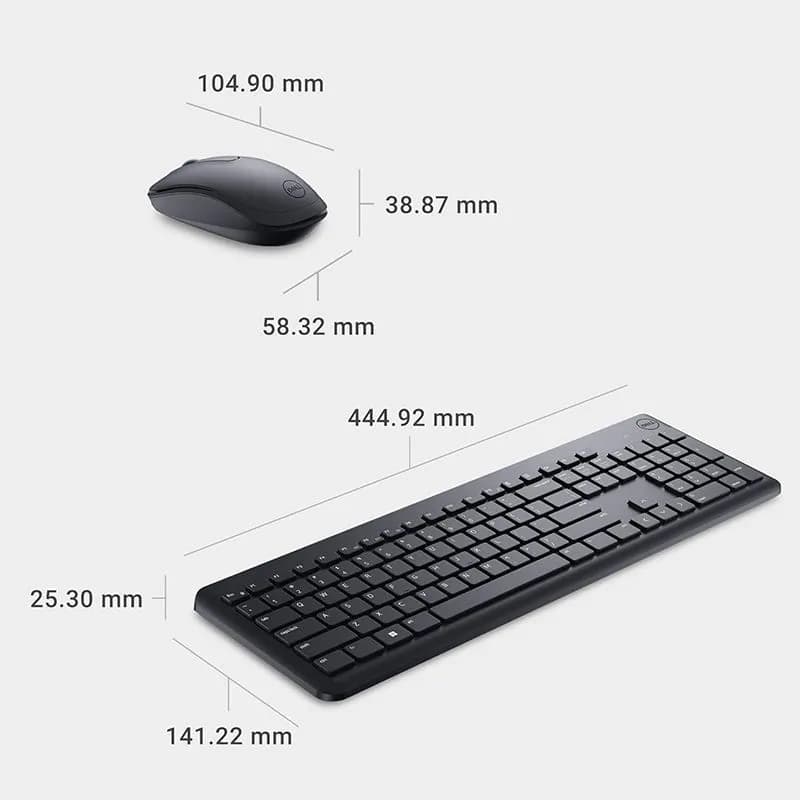 Bộ Phím Chuột Máy Tính Không Dây Dell KM3322W Đen