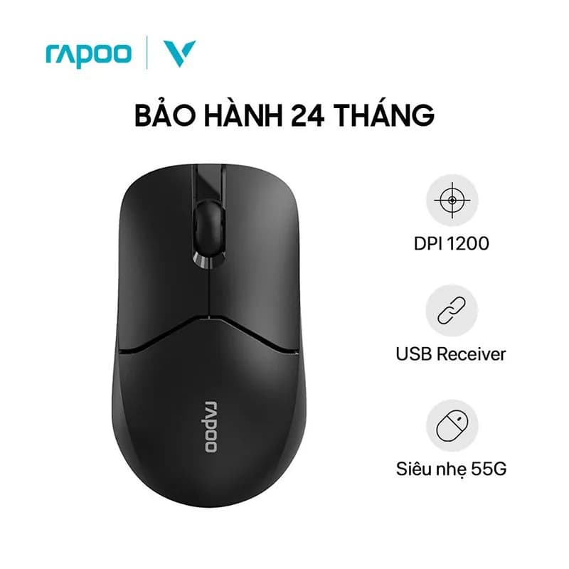 Chuột Máy Tính Không Dây Rapoo 1510 Silent (Đen) - hover