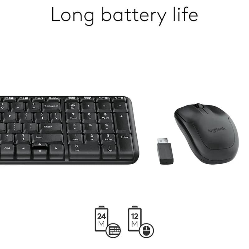 Bộ Bàn Phím Chuột Không Dây Logitech MK220 - Hàng Chính Hãng