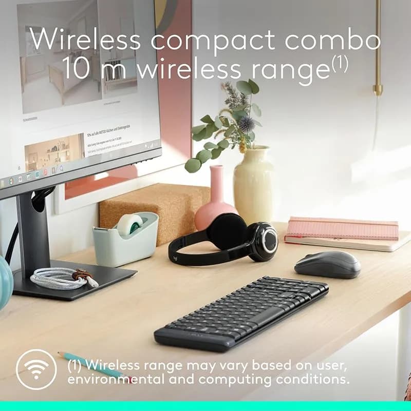 Bộ Bàn Phím Chuột Không Dây Logitech MK220 - Hàng Chính Hãng