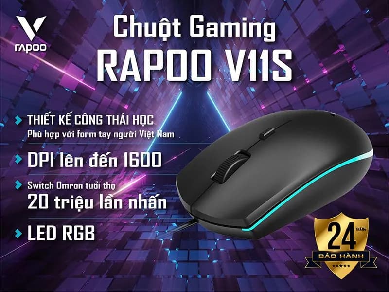 Chuột Gaming Có Dây Rapoo V11S RGB – Chuột Quang Chơi Game Giá Rẻ