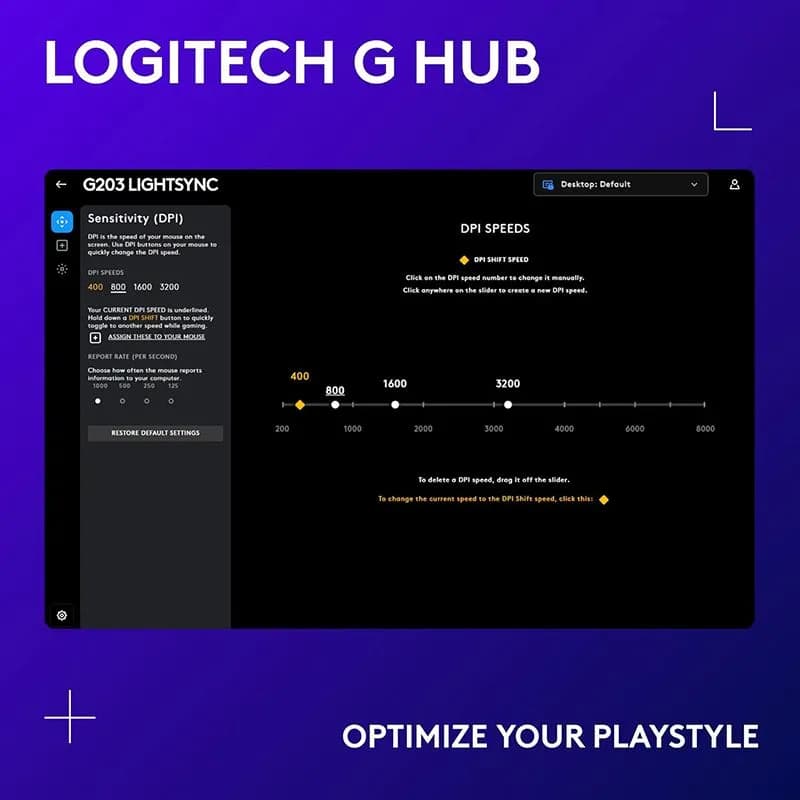 Chuột Máy Tính Gaming Logitech G203 Lightsync Tím Lilac Có Dây
