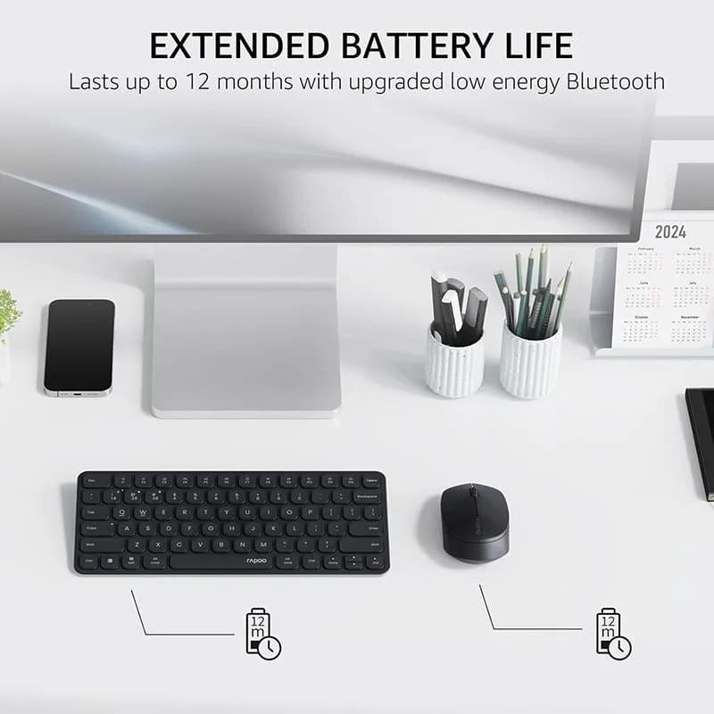 Bộ bàn phím chuột không dây Rapoo 9010M (Bluetooth & 2.4Ghz)