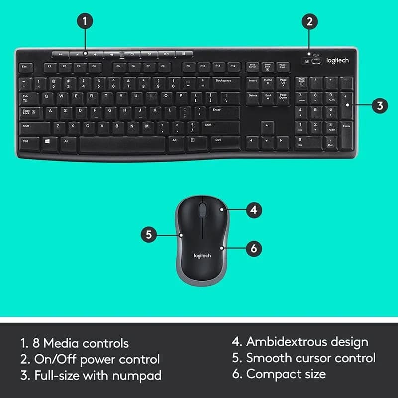 Bộ Bàn Phím Chuột Logitech MK270R Không Dây Văn Phòng Siêu Bền