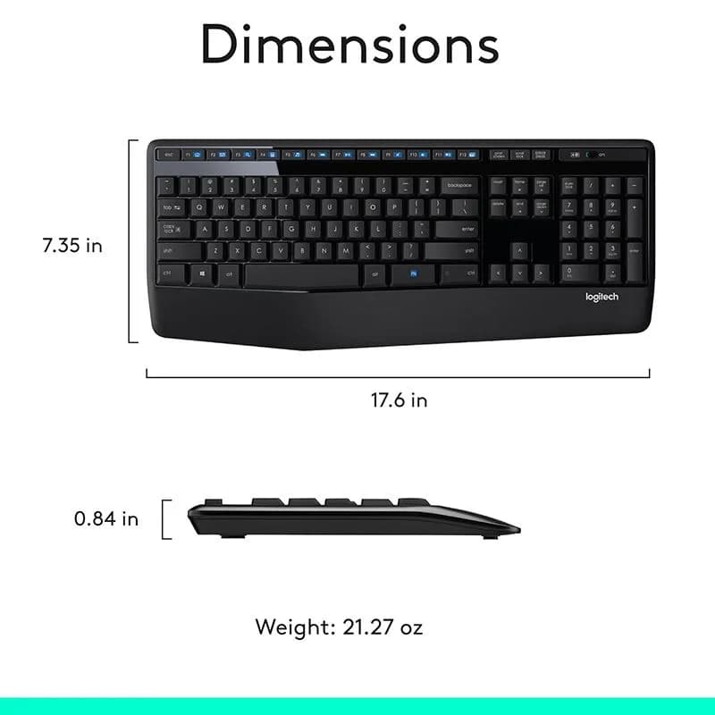 Bộ Bàn Phím Chuột Không Dây Logitech MK345 - Combo Chuột Và Bàn Phím Có Đệm Kê Tay
