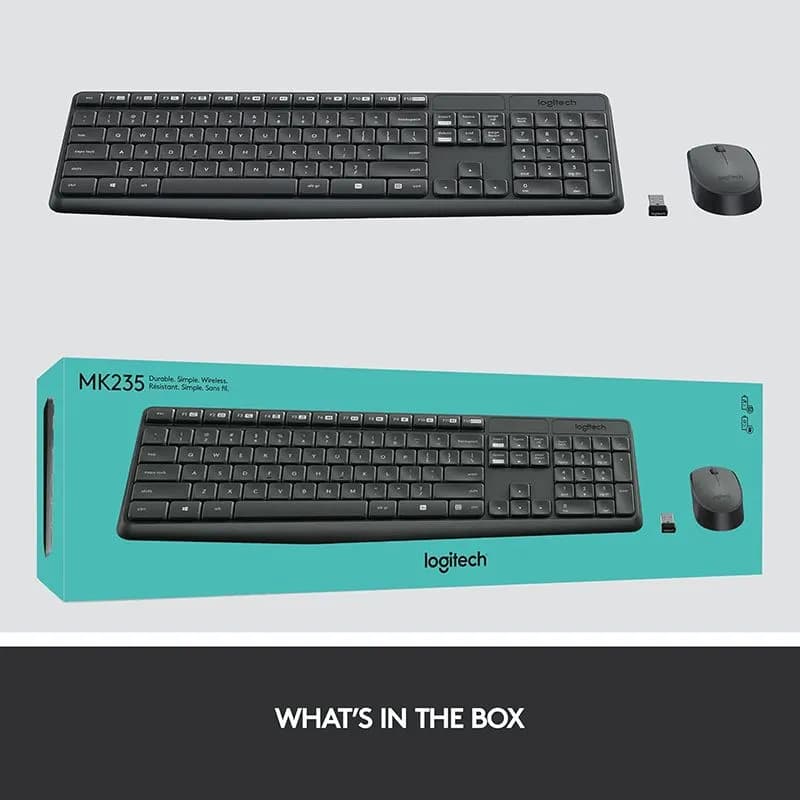 Bô Bàn Phím Và Chuột Không Dây Logitech MK235 Thiết Kế Tối Giản Chống Nước Siêu Bền - hover