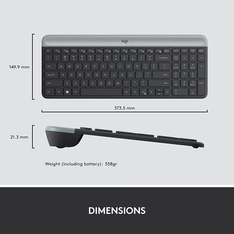 Bộ Bàn Phím Chuột Không Dây Logitech MK470 Slim - Combo Chuột Và Bàn Phím Siêu Mỏng Chống Ồn