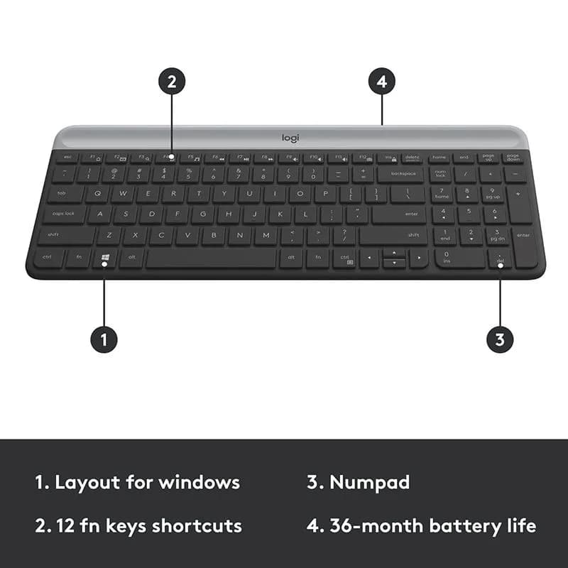 Bộ Bàn Phím Chuột Không Dây Logitech MK470 Slim - Combo Chuột Và Bàn Phím Siêu Mỏng Chống Ồn