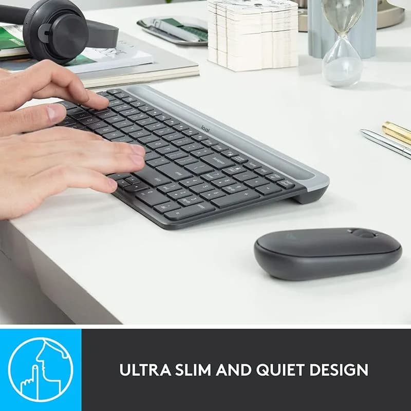 Bộ Bàn Phím Chuột Không Dây Logitech MK470 Slim - Combo Chuột Và Bàn Phím Siêu Mỏng Chống Ồn