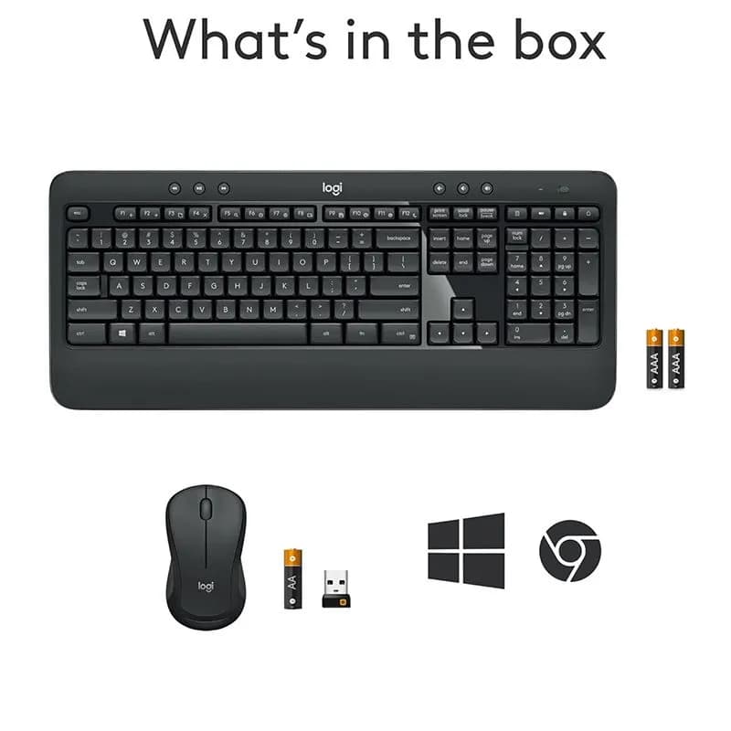 Bộ Bàn Phím Chuột Không Dây Logitech MK540 Advanced - Combo Chuột Và Bàn Phím Có Đệm Kê Tay