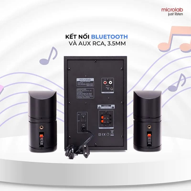 Loa Máy Tính 2.1 Bluetooth Microlab X2BT (Gồm 1 Loa Sub Trầm & 2 Loa Vệ Tinh Đôi)