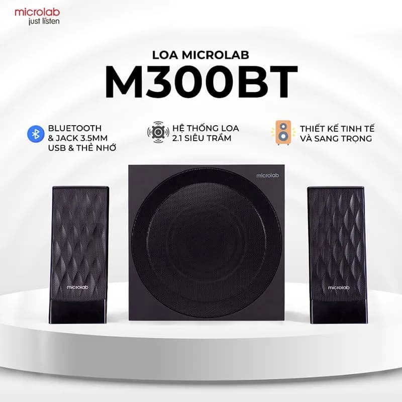 Loa Máy Tính 2.1 Microlab M300BT (Kết Nối Bluetooth / USB / Thẻ Nhớ / Jack 3.5mm)