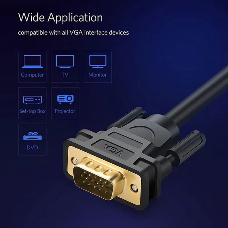 Cáp VGA 2M Ugreen 11646 VG101 Cao Cấp Hỗ Trợ Full HD 1080P