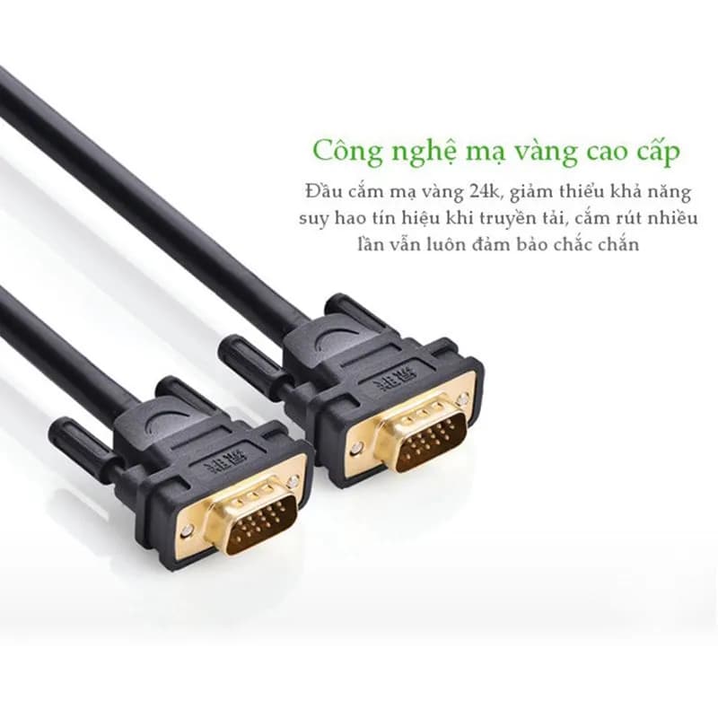 Cáp VGA 2M Ugreen 11646 VG101 Cao Cấp Hỗ Trợ Full HD 1080P