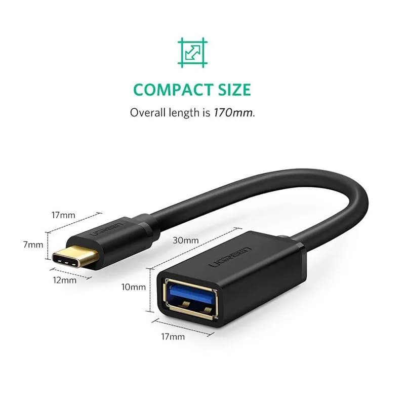 Cáp OTG USB Type-C Sang USB 3.0 Ugreen US154 (Đen/Trắng)
