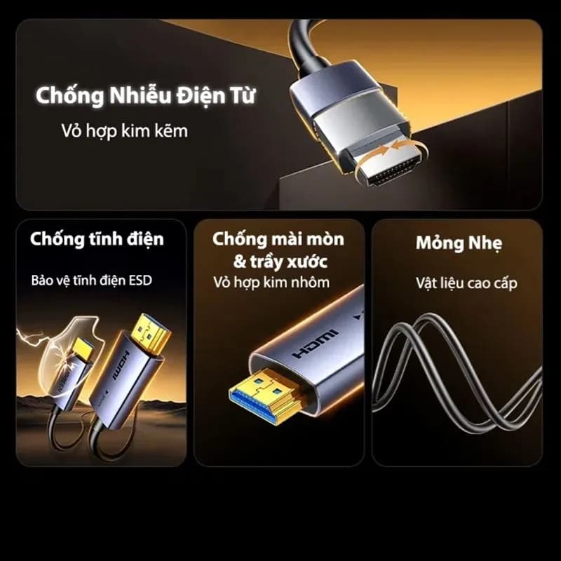 Cáp HDMI 2.0 Sợi Quang AOC 50m Ugreen 45509 (HD178) - Hỗ Trợ 4K@60Hz Cao Cấp - hover