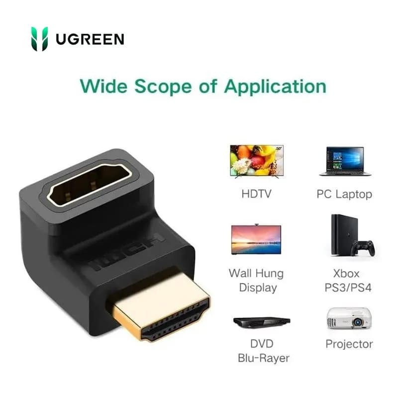 Đầu Nối HDMI 90 Độ Bẻ Góc Hướng Lên Ugreen 20110 HD112 (Hỗ Trợ 4K)