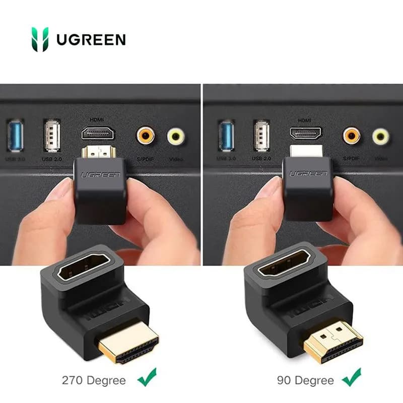 Đầu Nối HDMI 90 Độ Bẻ Góc Hướng Lên Ugreen 20110 HD112 (Hỗ Trợ 4K)