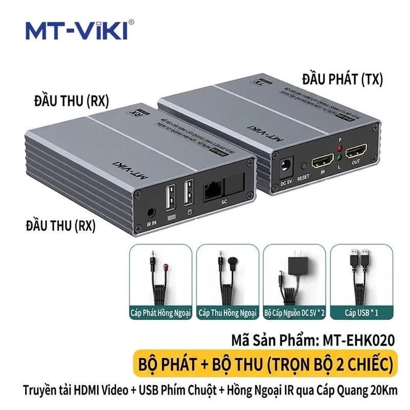 Bộ Kéo Dài HDMI KVM USB Qua Cáp Quang 20Km MT-VIKI MT-EHK020 - hover