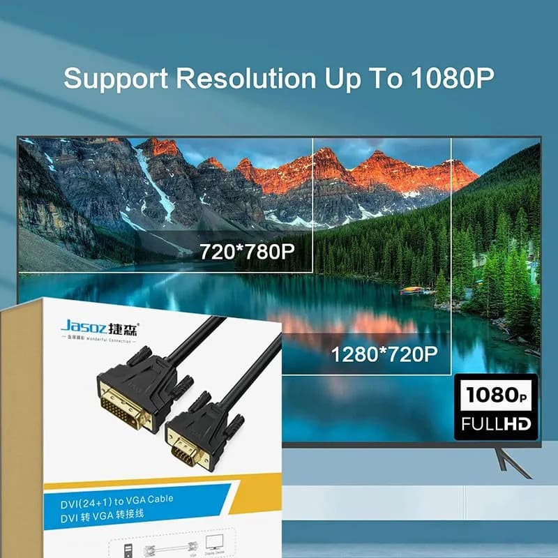 Cáp DVI 24+1 Sang VGA Dài 1.8m Chính Hãng Jasoz B106 T-B131 - Hỗ Trợ Full HD
