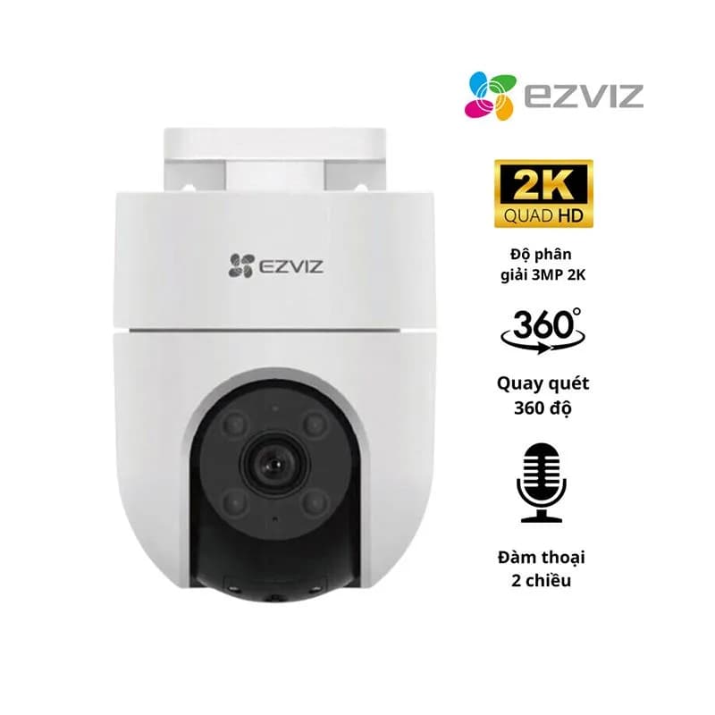 Camera WiFi Ngoài Trời EZVIZ H8c Pro 2K 3MP (4mm) - Camera Xoay 360 Độ, Nhìn Đêm Có Màu Toàn Phần