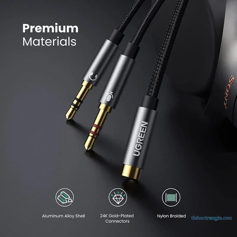 Cáp Gộp Âm Thanh Jack 3.5mm (1 Loa + 1 Mic) Sang Jack 3.5mm Âm Ugreen 20899 AV140