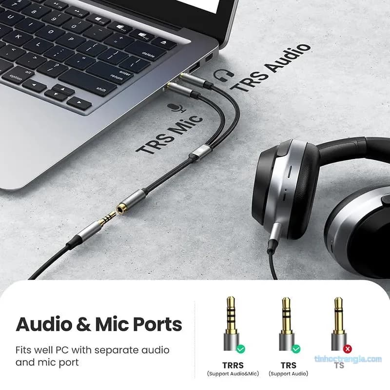 Cáp Gộp Âm Thanh Jack 3.5mm (1 Loa + 1 Mic) Sang Jack 3.5mm Âm Ugreen 20899 AV140