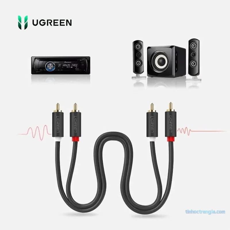 Cáp Hoa Sen RCA 2 Ra 2 Ugreen AV104 - Cáp Audio AV Mạ Vàng Cao Cấp (1.5m-5m)
