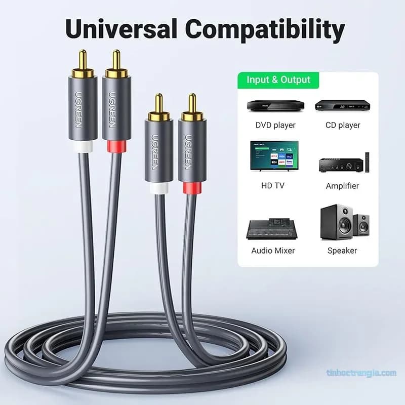 Cáp Hoa Sen RCA 2 Ra 2 Ugreen AV104 - Cáp Audio AV Mạ Vàng Cao Cấp (1.5m-5m) - hover