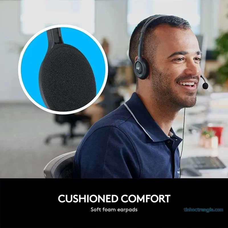 Tai Nghe Chụp Tai Logitech H111 Có Mic, 1 Jack 3.5mm Cho PC & Laptop