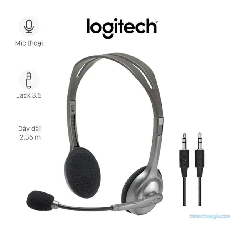 Tai Nghe Máy Tính Logitech H110 | Có Mic, 2 Jack 3.5mm Riêng Biệt Cho PC