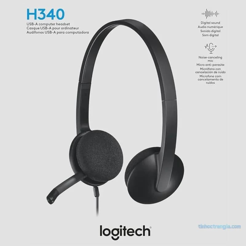 Tai Nghe Máy Tính Logitech H340 | Cổng Cắm USB Tích Hợp Mic Chống Ồn