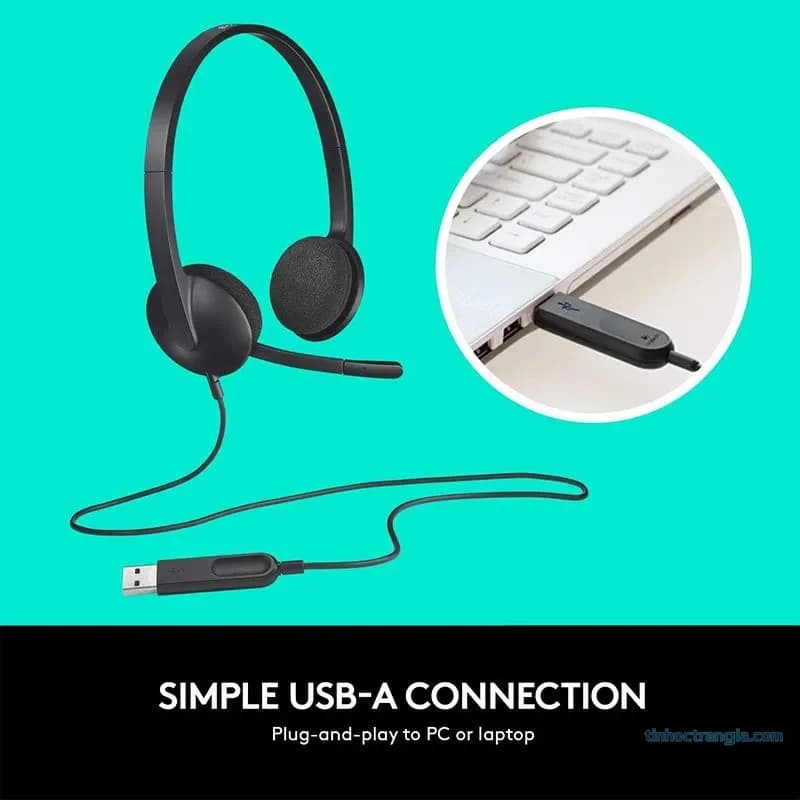 Tai Nghe Máy Tính Logitech H340 | Cổng Cắm USB Tích Hợp Mic Chống Ồn - hover