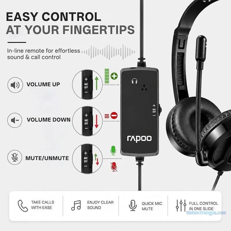Tai Nghe USB Rapoo H120 Headset - Tích Hợp Micro Đàm Thoại Rõ Nét, Âm Thanh Kỹ Thuật Số