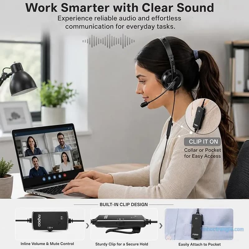 Tai Nghe USB Rapoo H120 Headset - Tích Hợp Micro Đàm Thoại Rõ Nét, Âm Thanh Kỹ Thuật Số