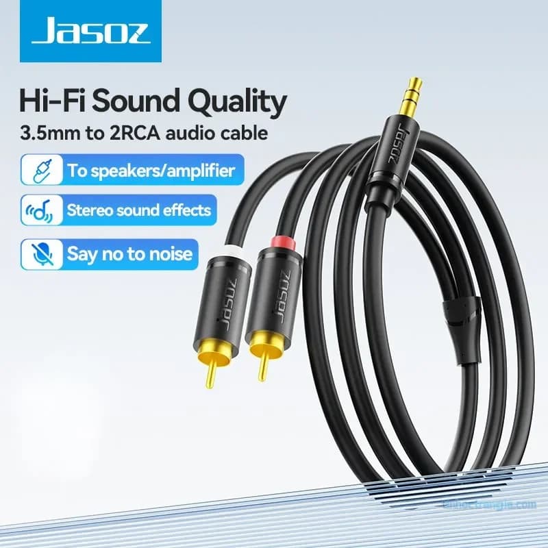 Cáp Âm Thanh 3.5mm Ra 2 Đầu RCA (Hoa Sen) Jasoz C104 Chính Hãng (1.5m - 15m)