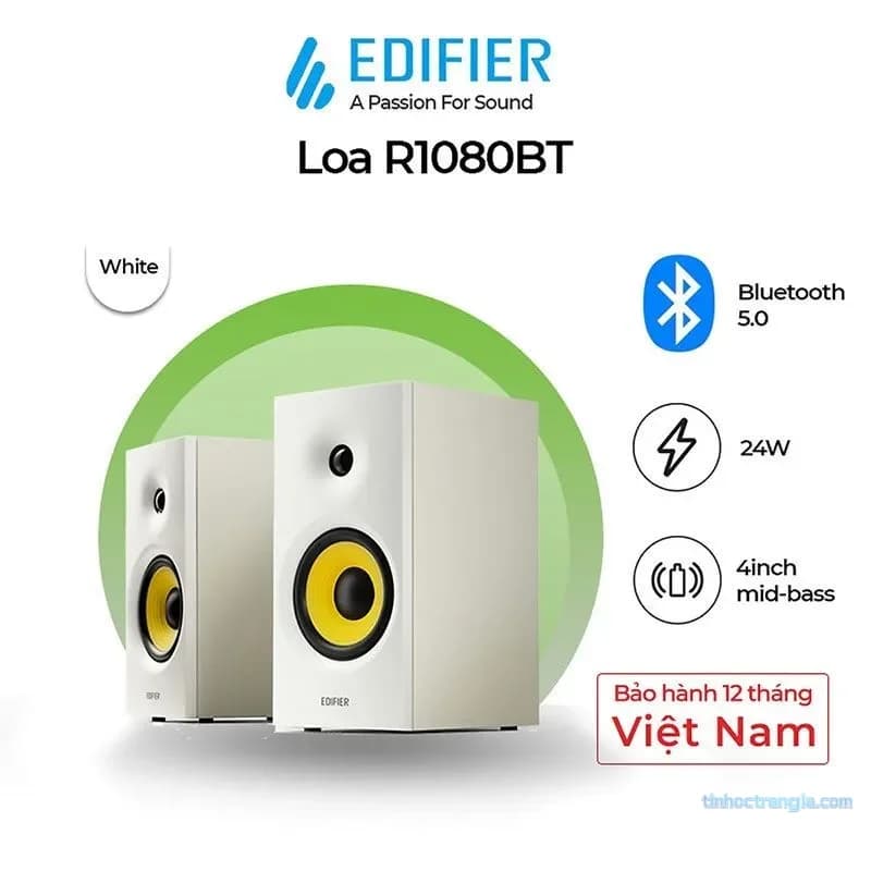 Loa vi tính bookshelf Edifier R1080BT Bluetooth 5.0 (24W)