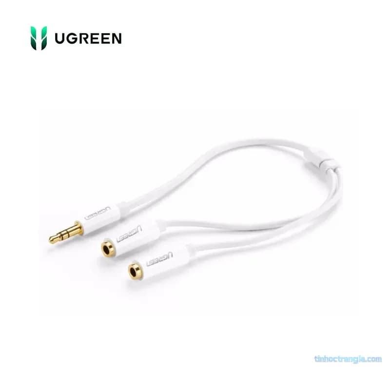 Cáp Chia Audio 3.5mm 1 Ra 2 Dài 20cm Ugreen 10739 (Màu Trắng)  