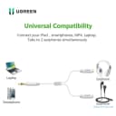 Cáp Chia Audio 3.5mm 1 Ra 2 Dài 20cm Ugreen 10739 (Màu Trắng)   4