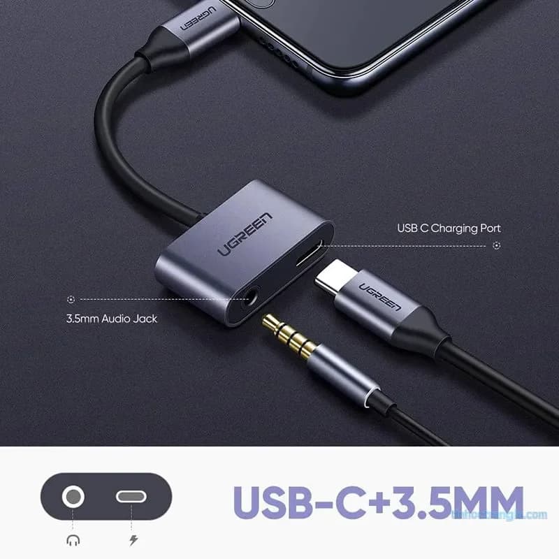 Cáp Chuyển Type C Sang 3.5mm Tích Hợp Sạc Ugreen 50596  