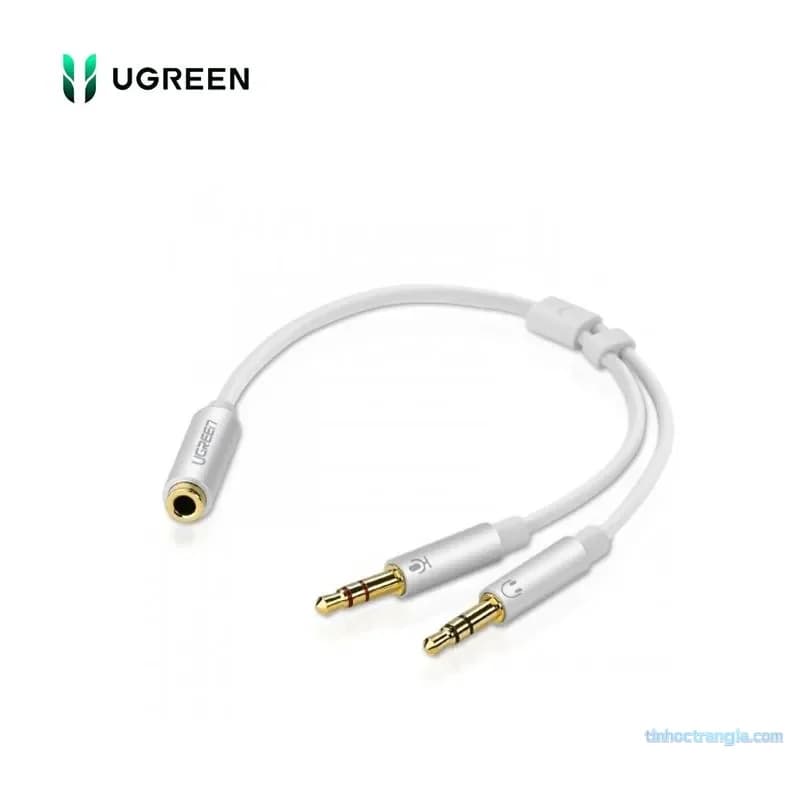 Dây Cáp Gộp Mic & Tai Nghe Ugreen 10790 - Jack 3.5mm Âm, Vỏ Nhôm Bạc 20CM