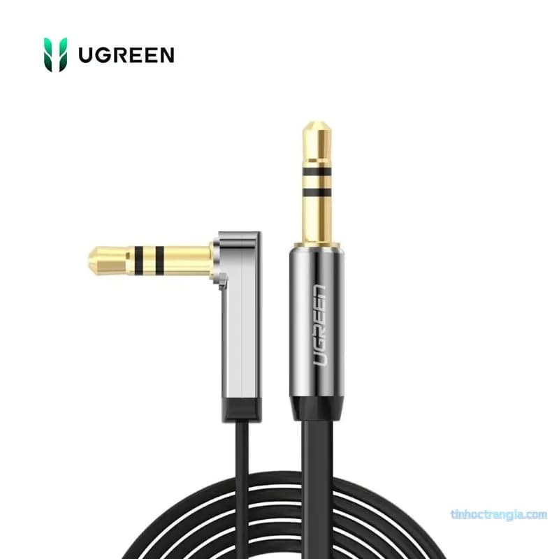 Cáp Âm Thanh AUX 3.5mm Hai Đầu Dương Ugreen (1 Đầu Vuông Góc) Dài 1M-5M